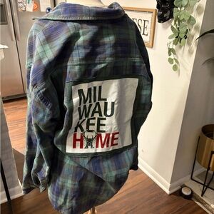 Plaid Flannel Jacket with Milwaukee Home Patch
